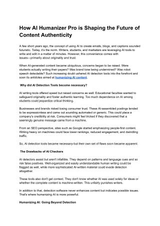 How AI Humanizer Pro is Shaping the Future of Content Authenticity