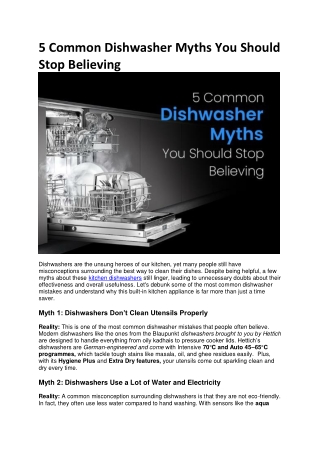 5 Common Dishwasher Myths You Should Stop Believing
