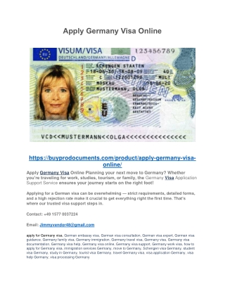 Apply Germany Visa Online PDF