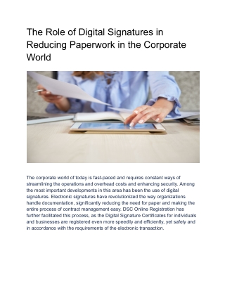 The Role of Digital Signatures in Reducing Paperwork in the Corporate World