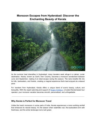 Monsoon Escapes from Hyderabad_ Discover the Enchanting Beauty of Kerala