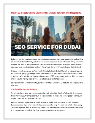 How SEO Boosts Online Visibility for Dubai’s Tourism and Hospitality