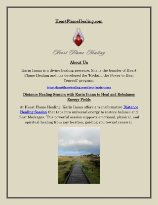 Distance Healing Session by Karin Inana for Profound Healing and Clarity