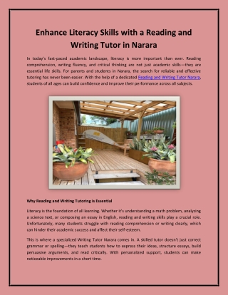 enhance literacy skills with a reading