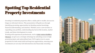 How to Spot the Best Investment Opportunities in Residential Properties