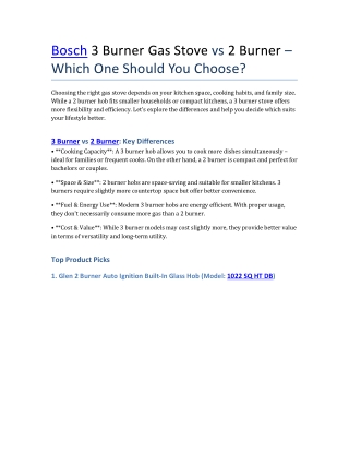Bosch 3 Burner Gas Stove vs 2 Burner – Which One Should You Choose