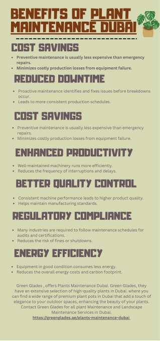 Benefits of Plant maintenance Dubai