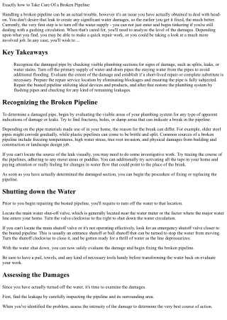 exactly how to take care of a broken pipeline