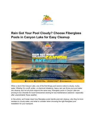 Rain Got Your Pool Cloudy- Choose Fiberglass Pools in Canyon Lake for Easy Cleanup