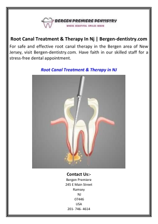 Root Canal Treatment & Therapy In Nj  Bergen-dentistry.com