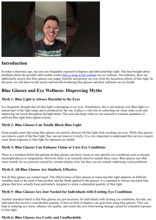 Blue Glasses and Eye Wellness: Debunking Misconceptions and Benefits