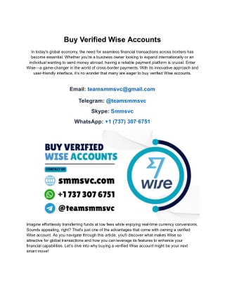 Verified Wise Accounts for Instant International Payments