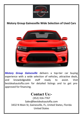 Motory Group Gainesville Wide Selection of Used Cars