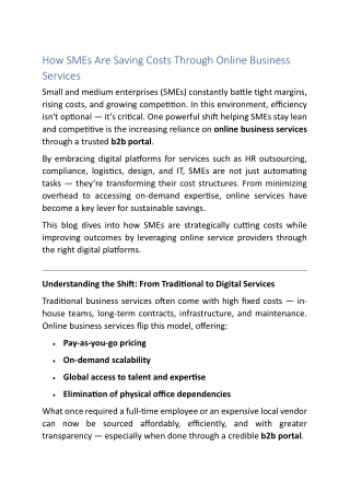How SMEs Are Saving Costs Through Online Business Services