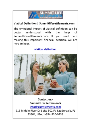 viatical definition summitlifesettlements com