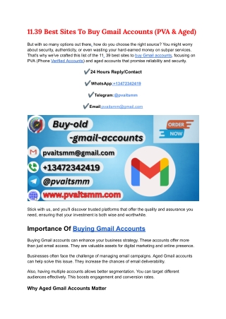 11.39 Best Sites To Buy Gmail Accounts (PVA & Aged)