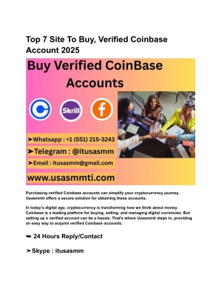 Top 7 Site To Buy, Verified Coinbase Account 2025