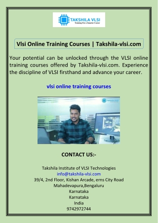Vlsi Online Training Courses Takshila-vlsi.com