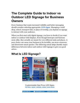 The Complete Guide to Indoor vs Outdoor LED Signage for Business Owners
