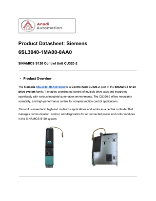 Siemens 6SL3040-1MA00-0AA0 – SINAMICS S120 CU320-2