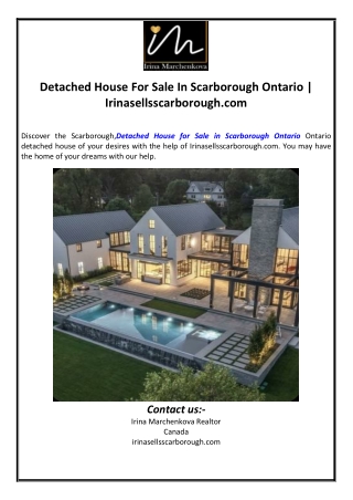 Detached House For Sale In Scarborough Ontario | Irinasellsscarborough.com