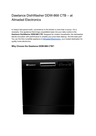 Premium Dishwashers at Almadad Electronics