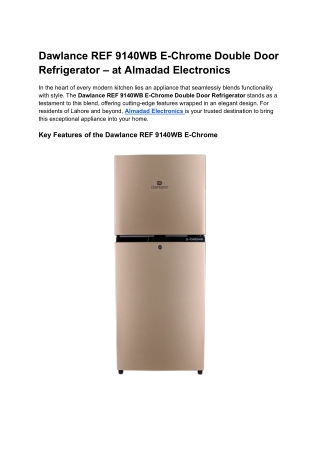 E-Chrome Double Door Refrigerator – Cool Innovation at Almadad Electronics
