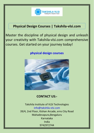 physical design courses takshila vlsi com