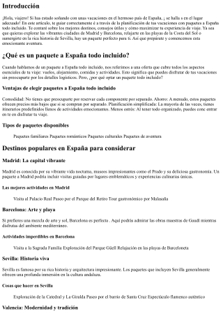 Planifica tus viaje de descanso con paquetes a España con todas las comodidades
