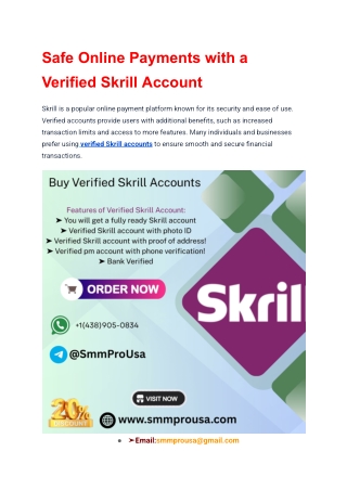 Safe Online Payments with a Verified Skrill Account