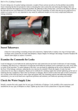 how to fix a leaking commode