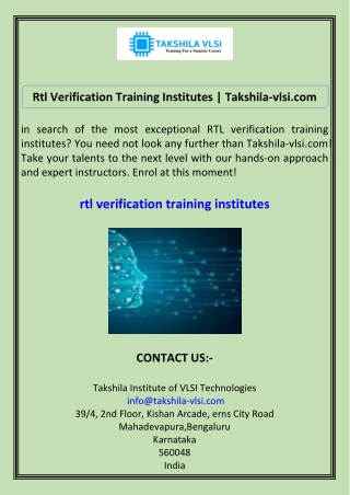 rtl verification training institutes takshila