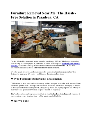 Furniture Removal Near Me The Hassle-Free Solution in Pasadena, CA
