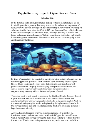 crypto recovery expert cipher rescue chain