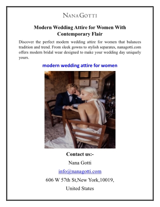 Modern Wedding Attire for Women With Contemporary Flair