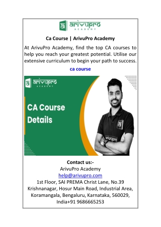Ca Course ArivuPro Academy