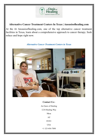 Alternative Cancer Treatment Centers In Texas  Anoasisofhealing.com