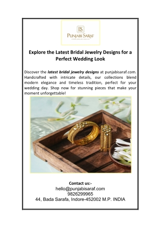 Explore the Latest Bridal Jewelry Designs for a Perfect Wedding Look