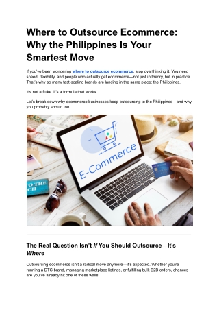 where to outsource ecommerce why the philippines