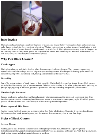Black Glasses: Ageless and Versatile Eyewear for every single Occasion