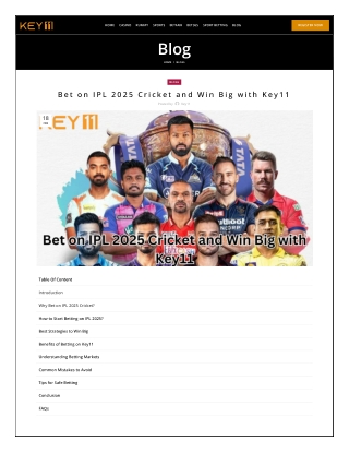 Bet on IPL 2025 Cricket and Win Big with Key11
