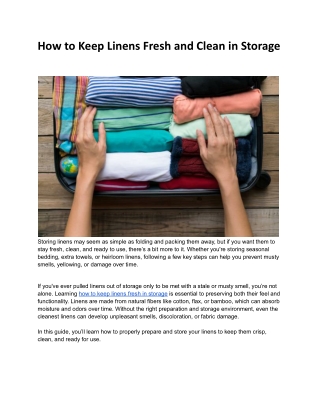 How to Keep Linens Fresh and Clean in Storage
