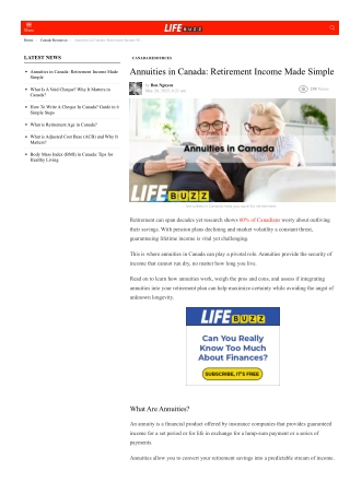 Purchasing Annuities in Canada 2025: Provider Guide
