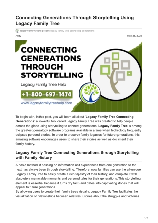 Connecting Generations Through Storytelling Using Legacy Family Tree