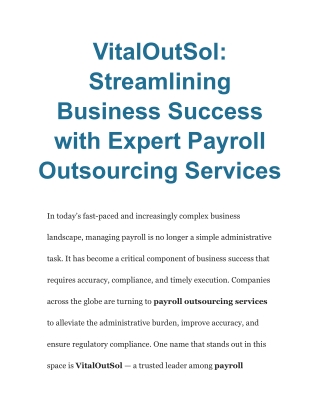 VitalOutSol_ Streamlining Business Success with Expert Payroll Outsourcing Services