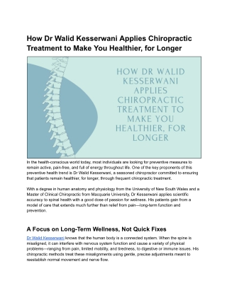 Break Up with Chasing Pain Relief: Dr Walid Kesserwani's Long-Term Wellness Game