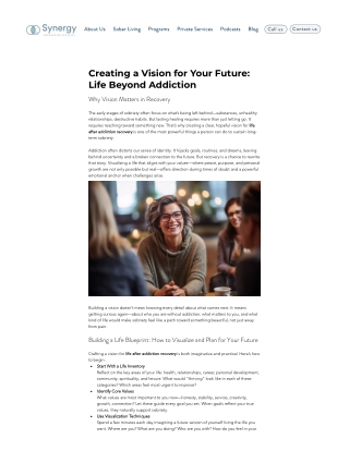 Creating a Vision for Your Future Life Beyond Addiction