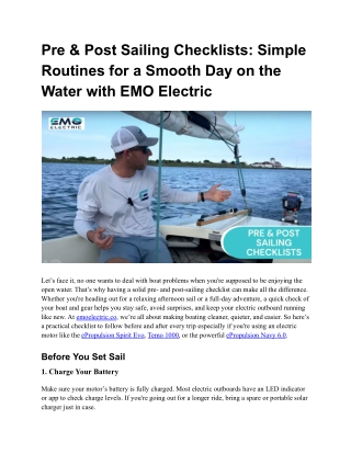 Pre & Post Sailing Checklists_ Simple Routines for a Smooth Day on the Water with EMO Electric