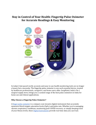 stay in control of your health fingertip pulse