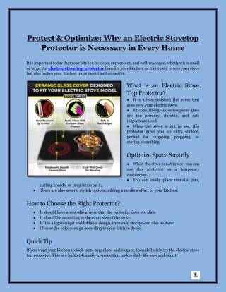 Protect & Optimize- Why an Electric Stovetop Protector is Necessary in Every Home